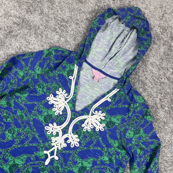 Lilly Puiliter Tunic Top Womens Small Hoodie Elephant Embroidery Beach Pool - Picture 1 of 12
